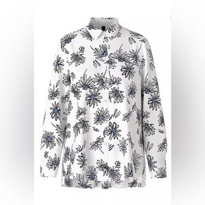 NWT MARC CAIN SPORT PRETTY FLORAL BLOUSE Button Down Sz  N 1/ US 4 $355